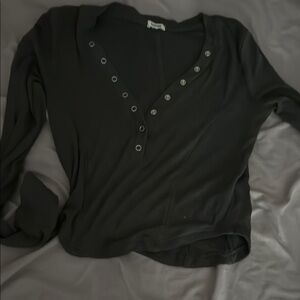 Garage Black Fitted Long Sleeve Blouse